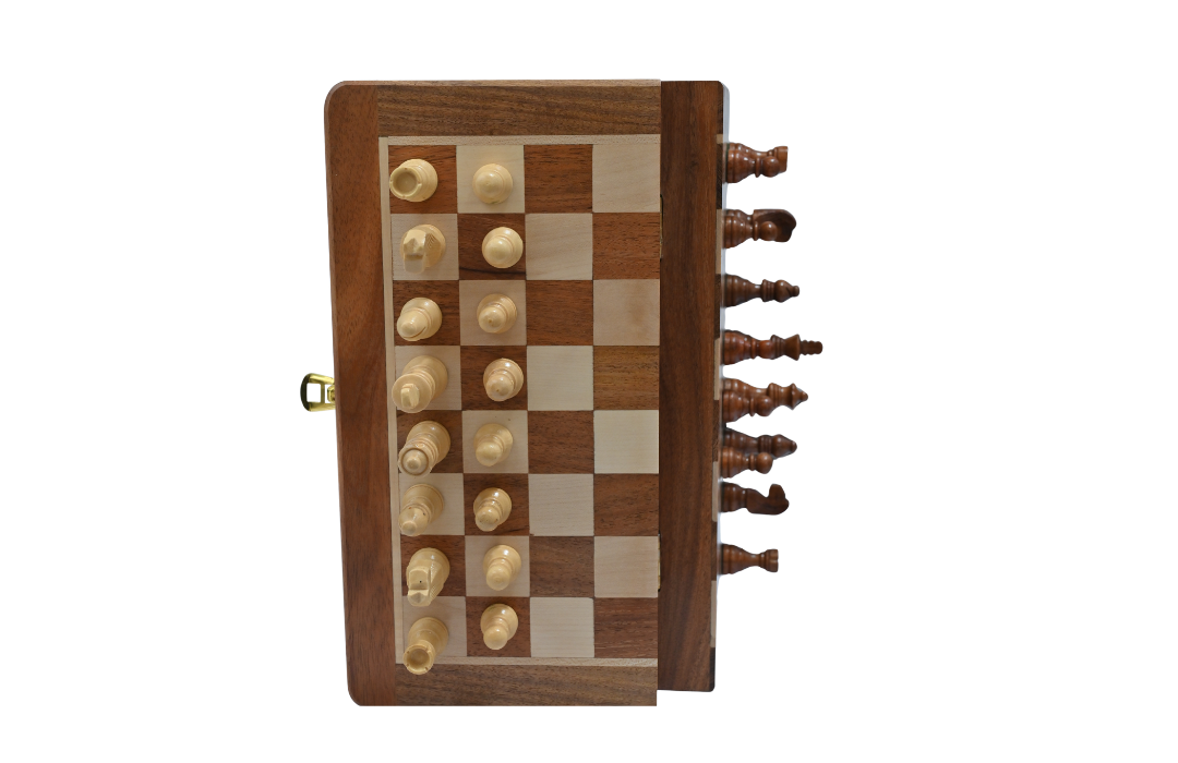 Foldable Magnetic wooden chess board set