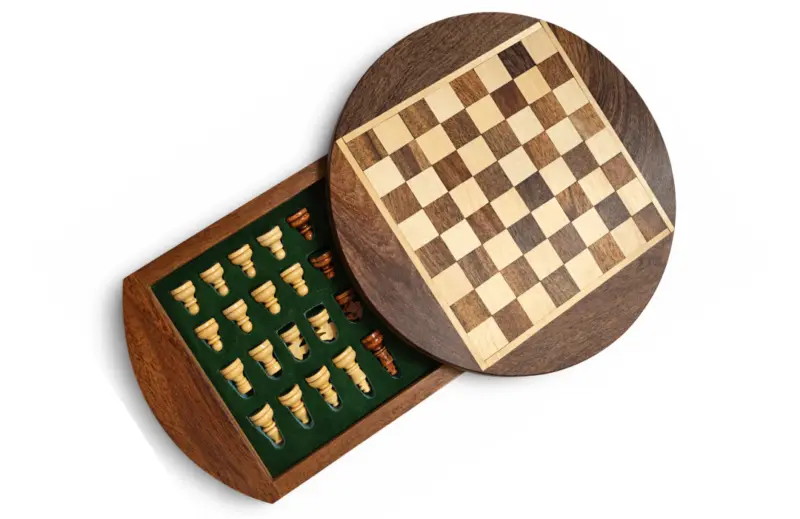 wooden Round chess board 