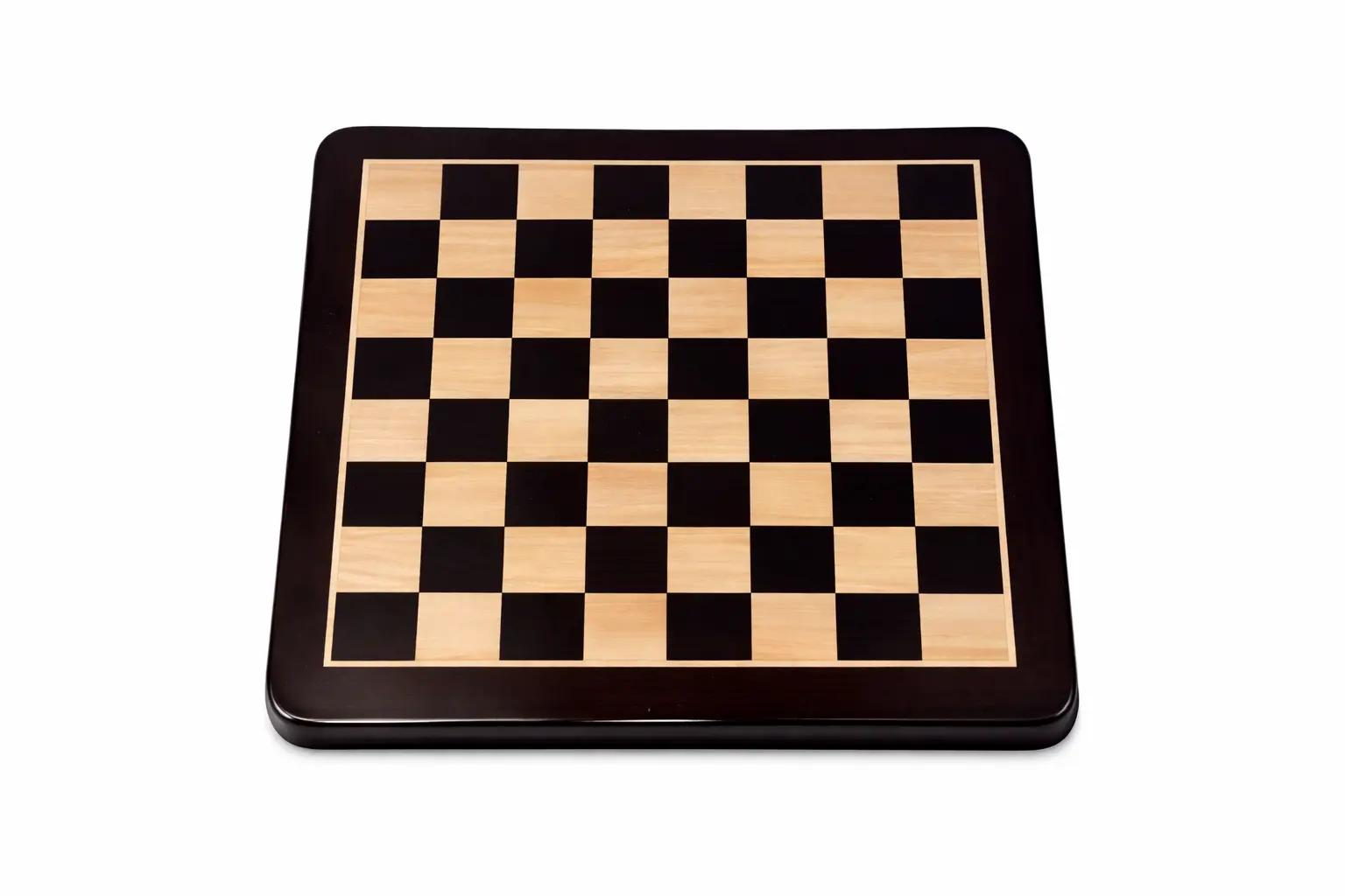 Flat chess board in Ebony wood round corner