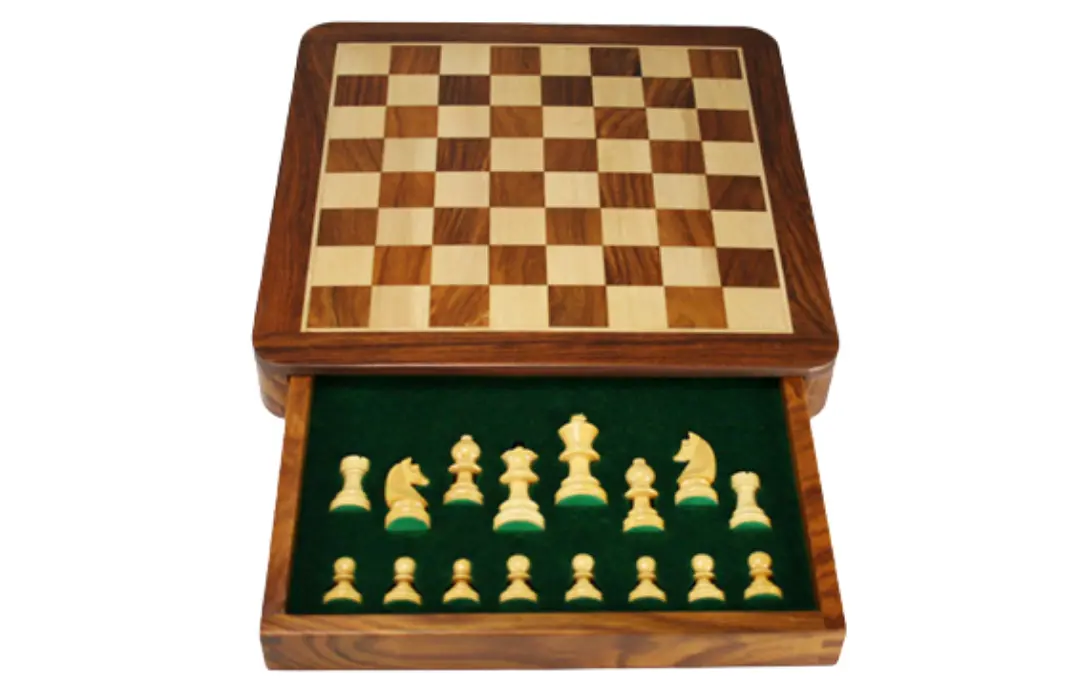 Square Chess board with chess pieces 